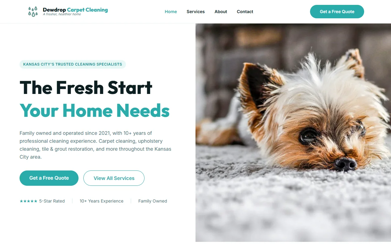 Dewdrop KC website screenshot